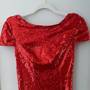 Red Sequin Mermaid Dress Prom Dressp